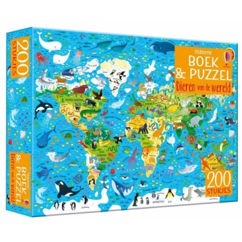 Boek & Puzzel - Dieren van de wereld 200st